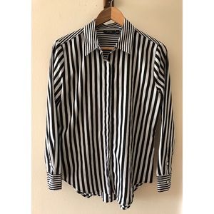 Black and White Stripes Button Down Blouse
